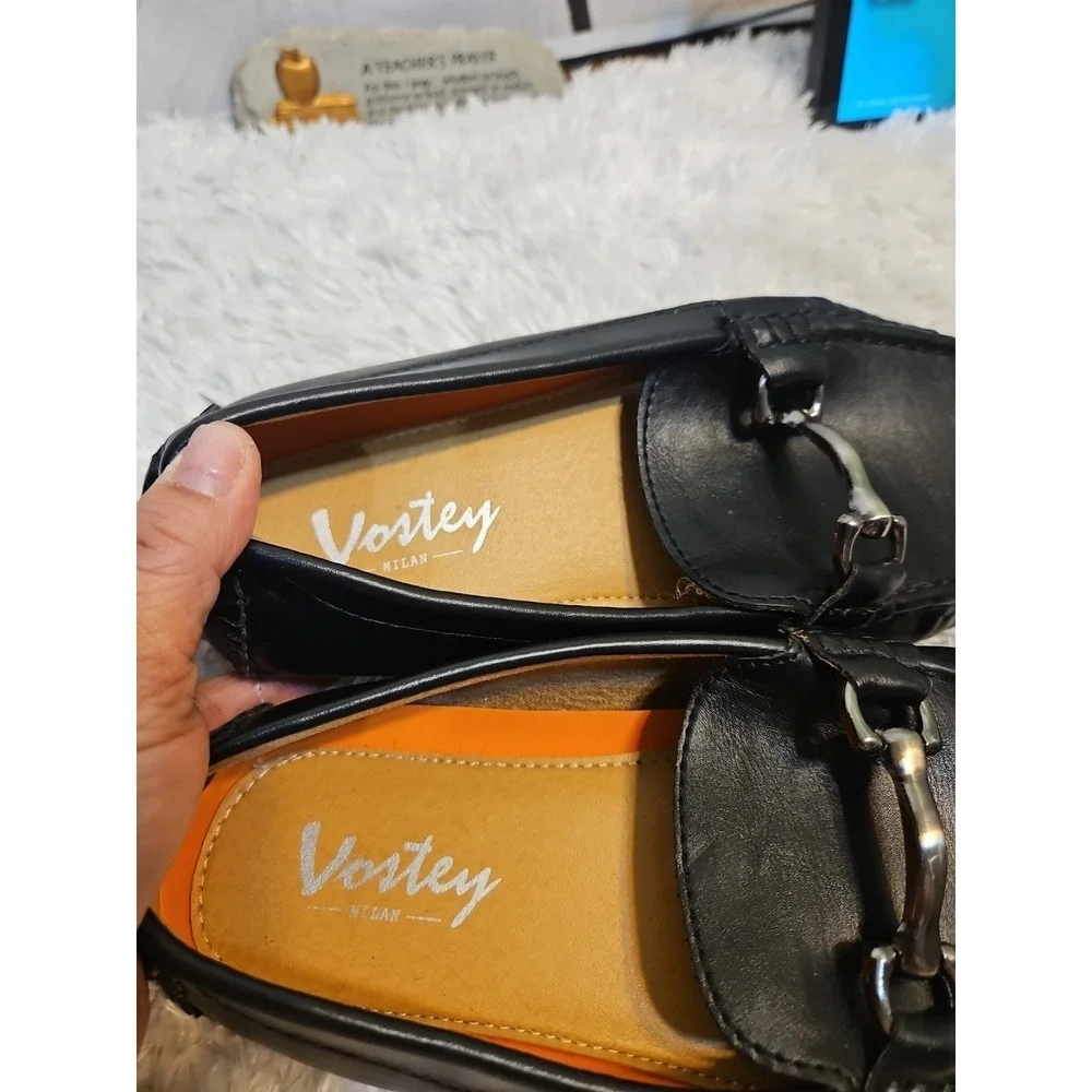 Vostey Men's Penny Loafers‎ size 9 Slip on Shoes Black  EUC